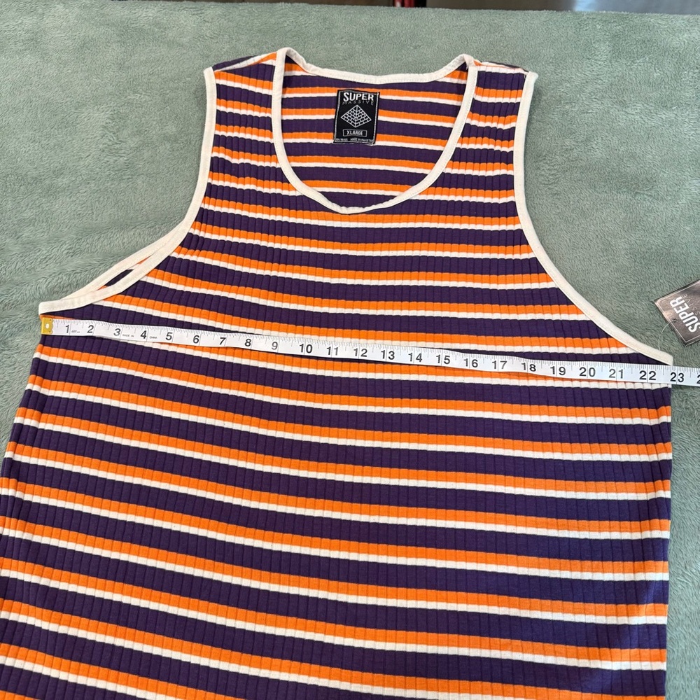 Super Massive Striped Tank Top XL Purple Orange Ribbed Sleeveless NWT - Picture 6 of 9